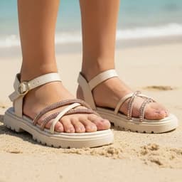 Sandália Molekinha - 2344144 - Off-white/Cristal/Claro/Multicolor Dourado