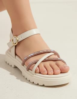 Sandália Molekinha - 2344144 - Off-white/Cristal/Claro/Multicolor Dourado
