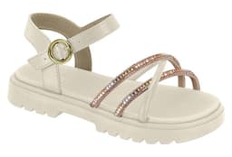 Sandália Molekinha - 2344144 - Off-white/Cristal/Claro/Multicolor Dourado