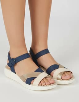 Sandália Modare - 7142124 - Azul-marinho/Dourado/Creme