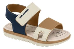Sandália Molekinho - 2650203 - Azul-marinho/Caramelo/Off-white