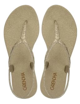 Sandalia Feminina Grendha Amor Em Flor - 19228 - Ouro/Glitter/Ouro